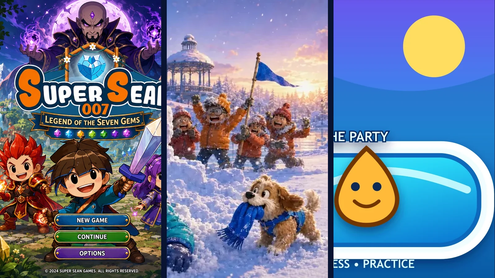 Super Sean Universe artwork combining Legend of the Seven Gems, Snowball Fight and Pool Party